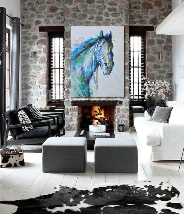 Original Artwork Extra Large Abstract Painting,Oversized Abstract Landscape Painting,Giant Canvas Wall Art,Blue,Gray,Green.etc